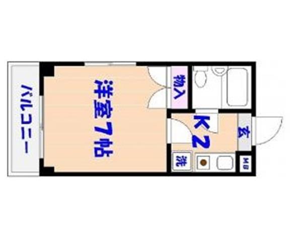 市川独立公寓１K（家電家具付）